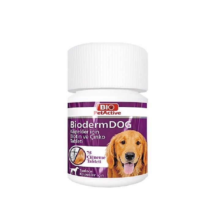 قرص تقویتی سگ بایو پت اکتیو مدل bioderm dog کد 1016 بسته 75 عددی